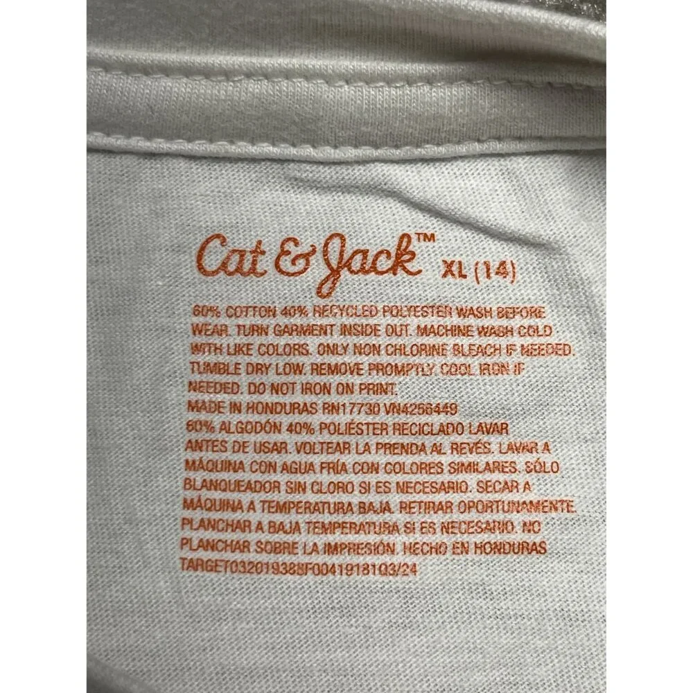 Cat & Jack‎ White Short Sleeve Floral T-Shirt  Girls  XL (14) New with tags